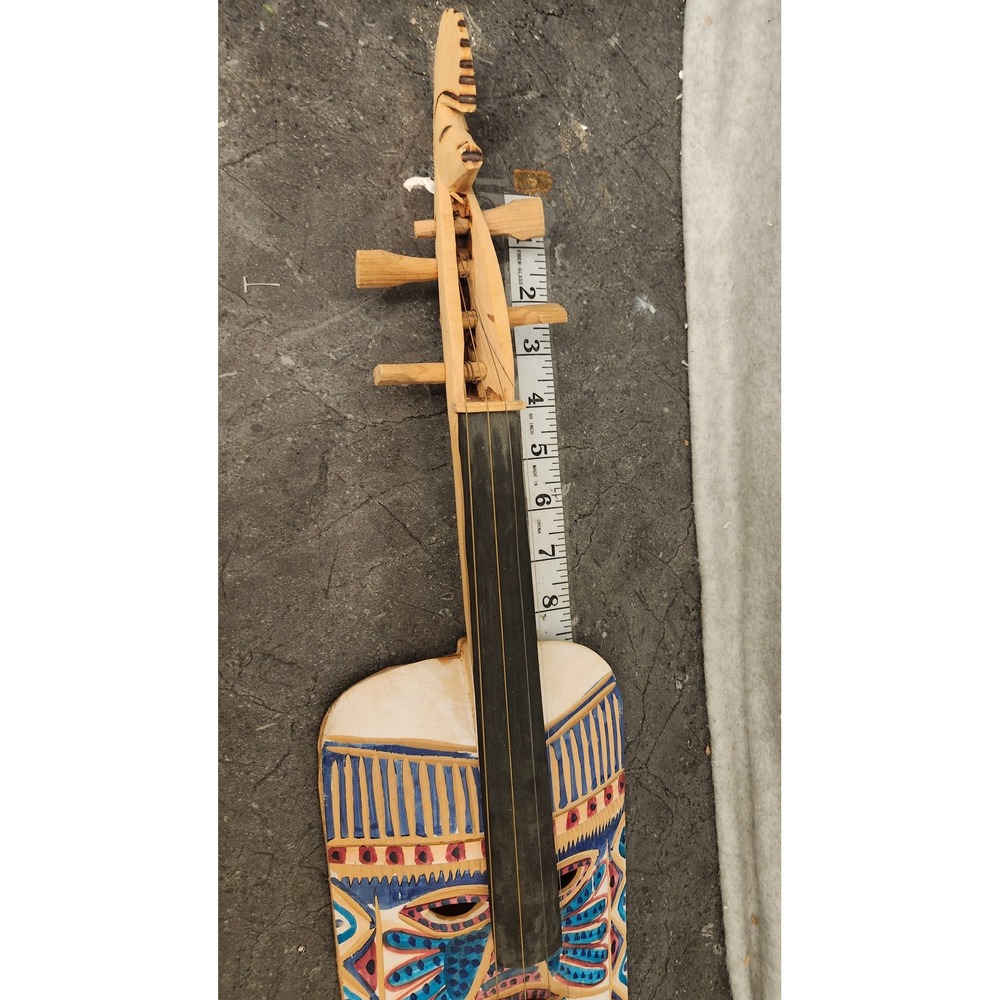 Mexican Violin Primitive Art Hand Carved Wooden Folk Art Decorative Instrument - Picture 3 of 10